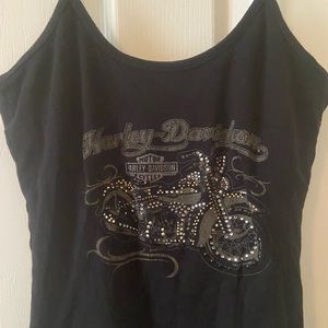 Black Harley Davidson Spaghetti Strap Tank Top.